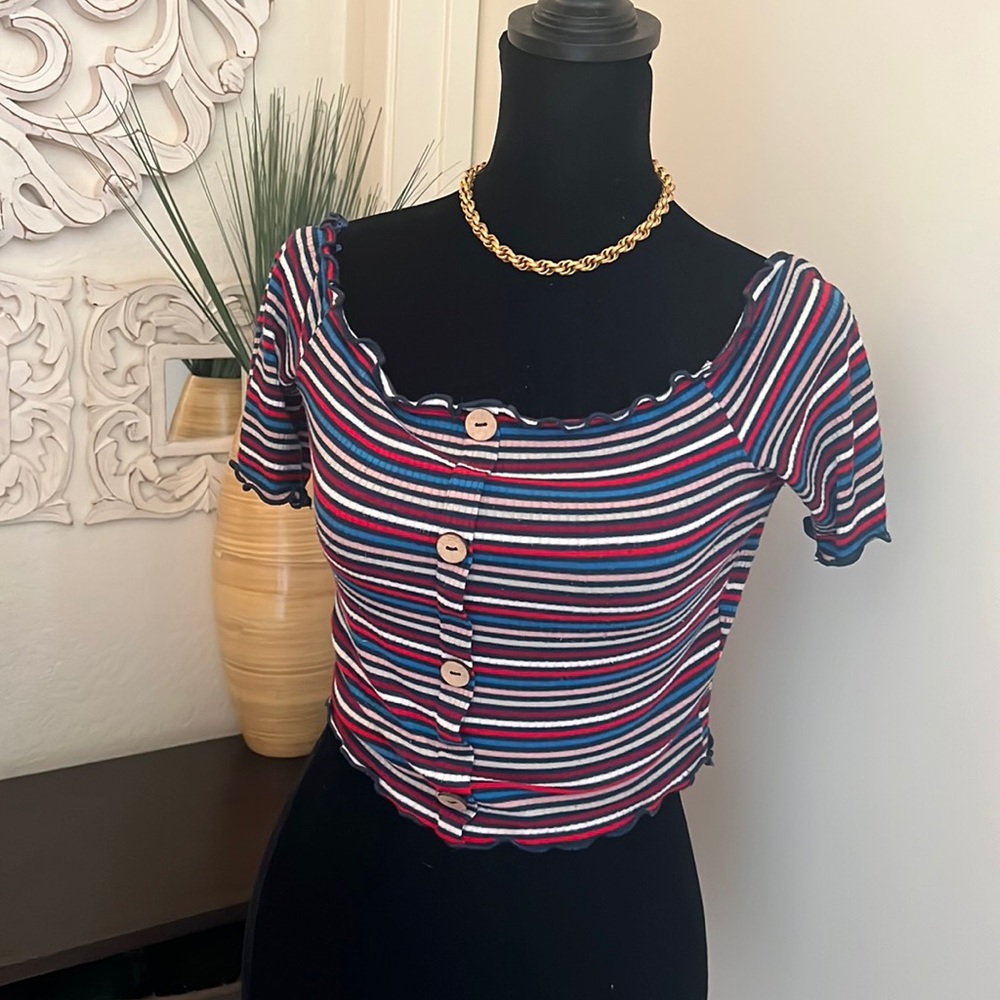 FREE. striped crop top.